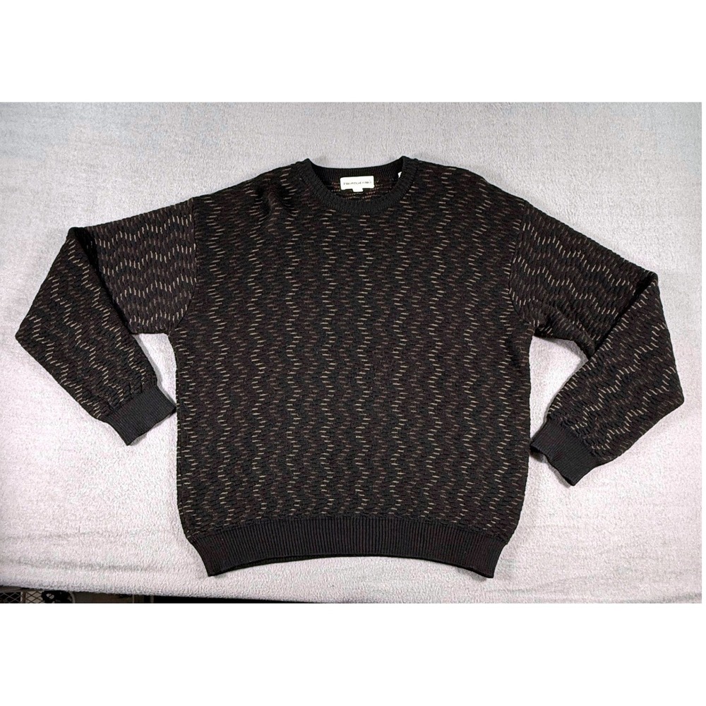 Pronto Uomo Mens Merino Wool Blend Sweater XL Black‎ Crewneck Career Classic Dad